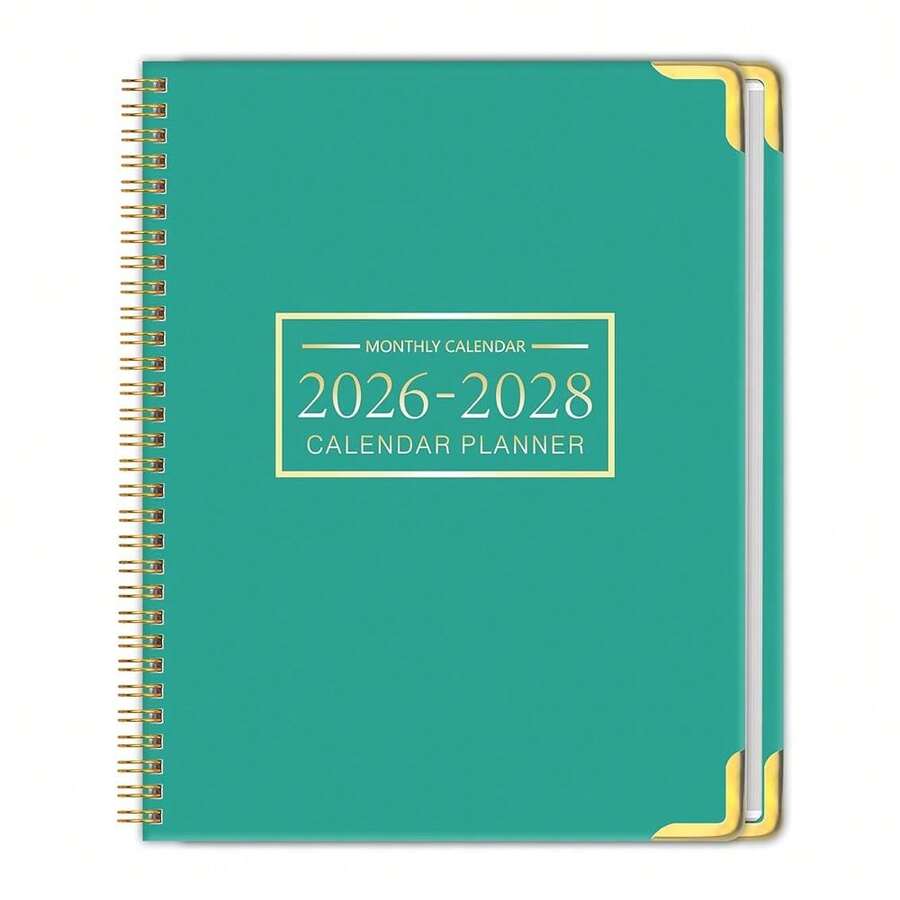 Monthly Planner 2026-2028, Hardcover 3 Year Calendar 2026-2027-2028 Calendar Book From Jan 2026 - Dec 2028, 9" X 11", Spiral Bound,Organizer For Office, Schoolsss, And Home,Lake Gre1en - EmeraldGre1en - 查看 1