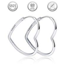1 Pair Minimalist Elegant 925 Sterling Silver Hollow Heart Earrings For Women, Suitable For Daily, Party, Holiday, Date, Gift - Silver - View 3