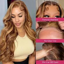 [30 Inch Body Wave Wig] 13x4 13x6 HD Lace Front Wigs And 5*5 Glueless Wig Human Front Hair 30 Inch #P4/27 Highlight Body Wave 180% Density Pre Plucked Brazilian Wigs For Women Natural Black Glueless Lace Frontal Wig - SP4/27 - View 3