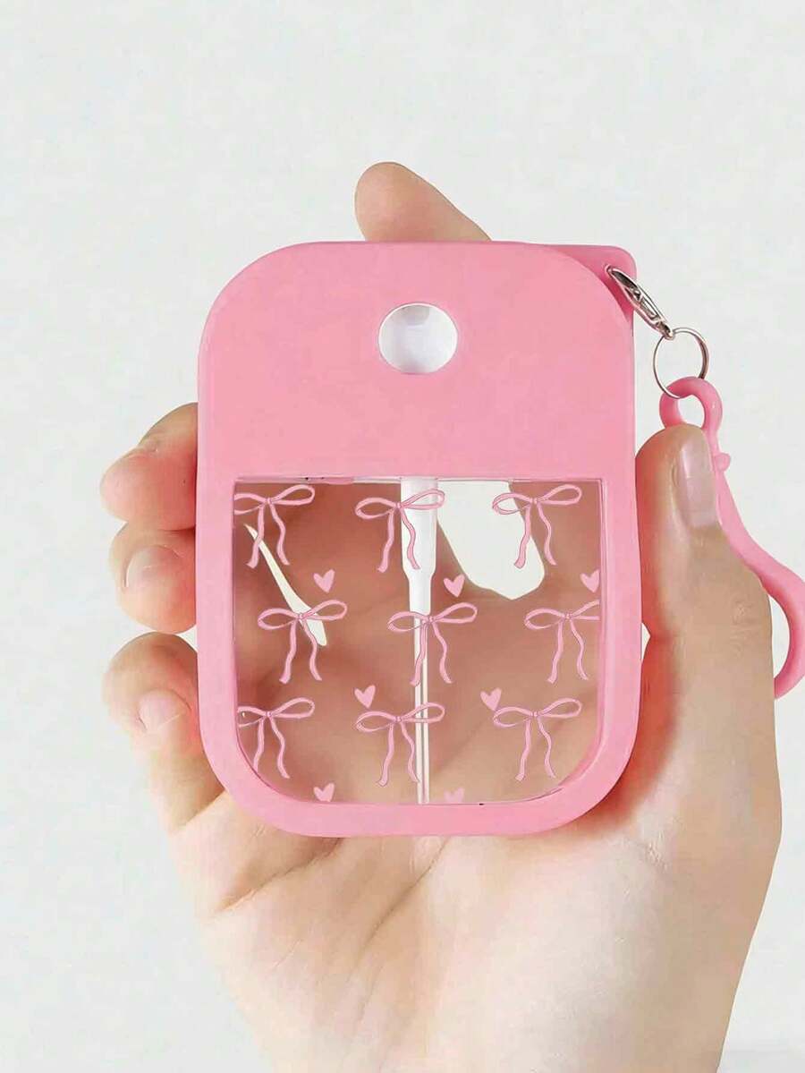 30ml Pink Bow Pattern Perfume Spray Bottle With Anti-Drop Silicone Protective Case And Hook, Perfume Decanting Bottle, Perfume Decanting Tool, Valentine's Day Gift, New Year Gift - Multicolor - View 1