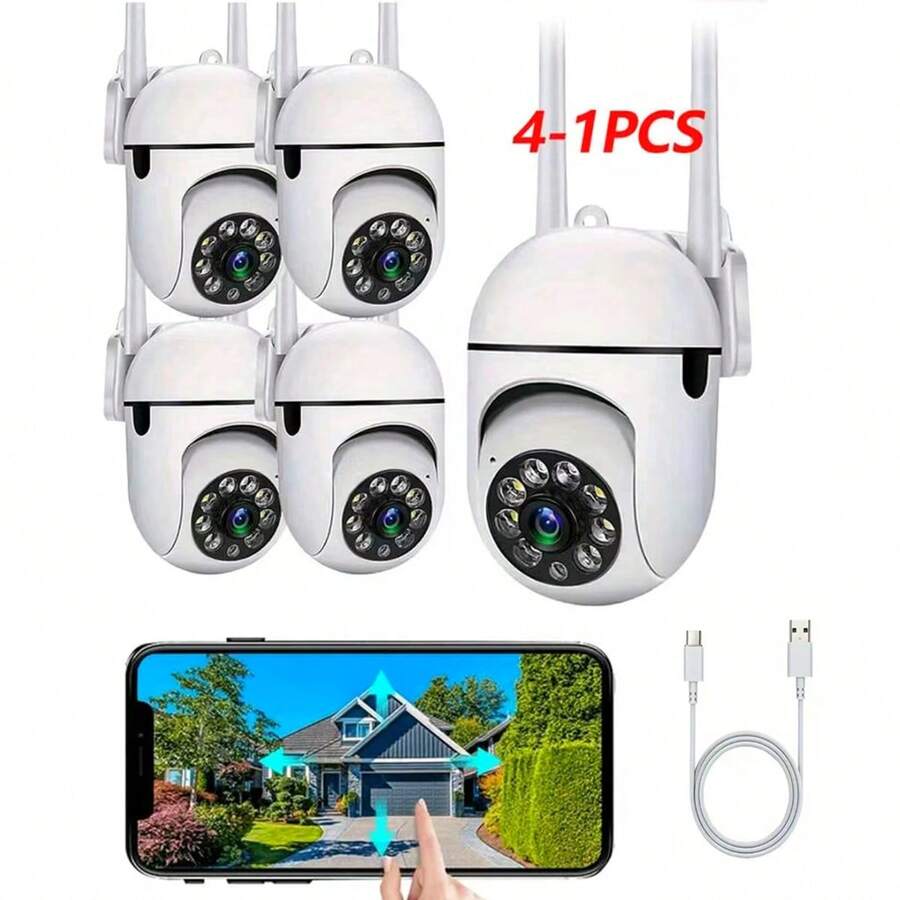1/2/4 piezas Cámara de WiFi con rotación de 355°, audio bidireccional, visión nocturna, control remoto, adecuada para monitoreo interior, se puede ver en cualquier momento a través de la aplicación, gran regalo para Navidad, Acción de Gracias, cámara de vigilancia interior, alta definición - Blanco - Ver 1