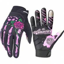Skeleton Cycling Gloves Motorcycles Gloves Off-Road Vehicle MTB, Bicycle Gloves Shock Absorption Non-Slip Touch Screen Design,for Various Outdoor Sports. - rosado - Ver 10