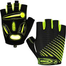 Guantes de ciclismo para hombres y mujeres [almohadilla de gel transpirable antideslizante de 5 mm] Guantes de ciclismo de medio dedo para bicicleta de carretera MTB Guantes de bicicleta para ciclismo, fitness, motocicleta, gimnasio, entrenamiento - Verde fluorescente - Ver 2