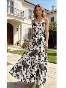 Printed Summer Dress In Crepinho Fabric - 灰色 - 查看 3
