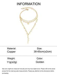 Set de 3 collares de metal con forma de Y de moda y multicapa, collar de joyería con borla geométrica minimalista para mujeres, longitud ajustable hecha a mano, cantidad aleatoria de estrellas - Dorado - Ver 4