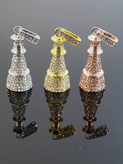 1pc Chess Piece Round Fully Iced Pendant With 20inch Twisted Chain Necklace, Men's Hip-Hop Fashion Accessory, Suitable For Daily Wear