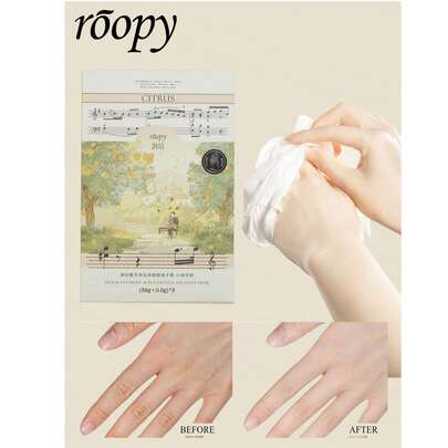Roopy 3 pièces Masque pour les mains à l'acide de fruits, pour les mains sèches et gercées, masque pour les mains avec extrait botanique parfumé, hydratant et éclaircissant, adoucissant pour les peaux sèches et réparatrices, réduisant les rides fines, soin des pieds pour une peau douce