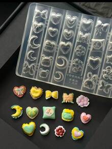 1pc Cute Floral, Bow, Heart Shaped Pillow Mold, Vintage Style Versatile 3D Decor Transparent Silicone Mold - 無色 - 查看 8