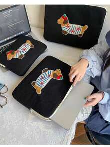 Laptop Case White Tablet Bag 11 Inches/14 Inches Computer Bag IPad Bag Laptop Bag Sausage Dog Sticker Laptop Bag File Bag Laptop Protective Case Computer Bag 11 13 14 15.3 15.6 Inches Portable Desktop Computer Bag Mac Book Tablet Computer Bag 9-11 Inches IPad Air 4 5 Pro 11 Mini 5 6 IPad Bag Shockproof Bag - Black - View 3