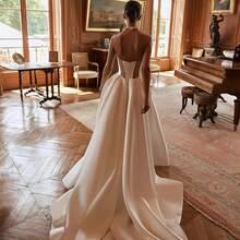 Elegant Sexy Off Shoulder High Slit Corset A Line Satin Formal Bridal Dress Registration Wedding Dress For Bride,Bridal Fashion,Evening Party Dress Bridal Gowns,Romantic Church Ceremony Wedding Dress,Suitable For Wedding,Party,Singles' Party,Vacation,Bride,Formal Occasions,Dinner Dress,Prom Dress,Homecoming Dress,Cocktail Party - 白色 - 查看 8