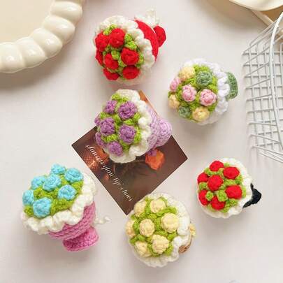 1 st - Mini-handblommor i ull för examenssäsongen | Exklusiv färdig produkt, kreativ gåva | Permanent kollektion som aldrig bleknar för att fira den romantiska buketten