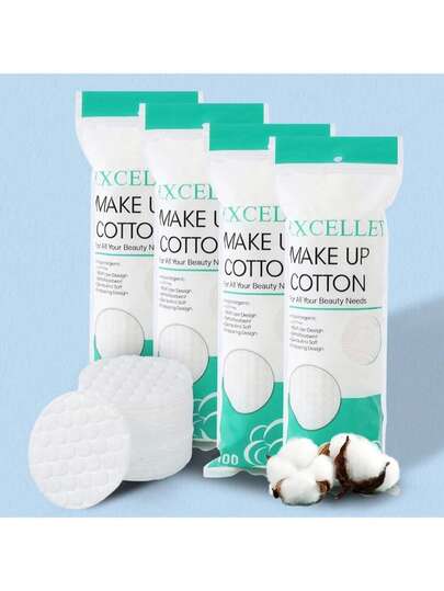 100 Makeup Remover Pads, Facial Cleansing Pads, Skin Care Pads, Facial Cleansing Pads, Natural Makeup Remover, Hypoallergenic, Waffle-Shaped, 2.36-Inch Diameter Round Cleaning Swabs