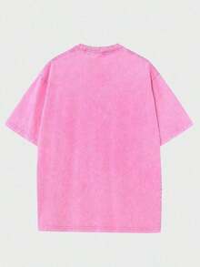 2026 Summer Tops1pc Retro Water Washed T Shirts, Artistic Graphic Featuring A Blooming Rose Intertwined With Bold Anti Social Club Text Symbolizing Contrast Between Beauty And Isolation Vintage 100% 230g Pure Cotton Casual Tee For Men,Street Y2K, Summer Tops, New Year Gifts,UnisexLoose And Comfortableshirt - 玫紅色 - 查看 2