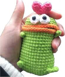 Handmade Crochet Key Case/Holder, Novelty Crochet Sausage Mouth Car Key Case, Cute Hand Knit Yarn Crochet Key Cover - P - 查看 8