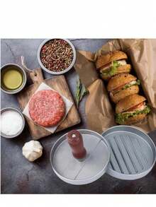 1 Set Burger Press With 100 Pcs Non-Stick Papers - Hamburger Patty Maker, Kitchen Tool For Party Family Gathering - Multicolor - View 11