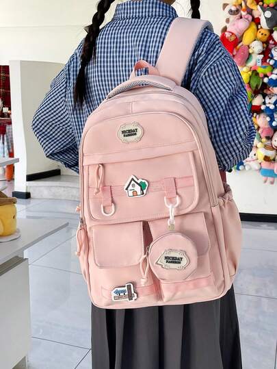 Korean Style Versatile Utility Backpack, Large Capacity Casual Daypack For Students, Unisex Travel Bag