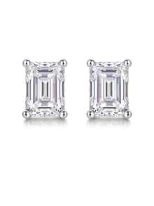 Bông tai bạc 925 đính đá Moissanite dành cho nữ, không gây dị ứng, lấp lánh, quà tặng Ngày Valentine/Đính hôn/Cưới/Sinh nhật, hộp quà sang trọng chống oxy hóa. - Bạc - Xem 8