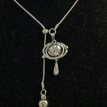 1pc Fashionable Teardrop Rhinestone Planet Necklace, Elegant Design Suitable For Wedding, Party And Daily Wear - Multicolor - View 6