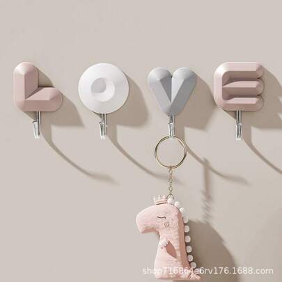 Luxus LOVE Kunststoff Buchstaben Wandhaken, kreative bohrlochfreie Aufhängung für Dorm, Schlafzimmer, Badezimmer, Küche und Türen