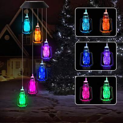 复古装饰风铃，户外太阳能风铃，煤油瓶造型风铃，太阳能煤油灯，户外庭院家居花园装饰吊灯