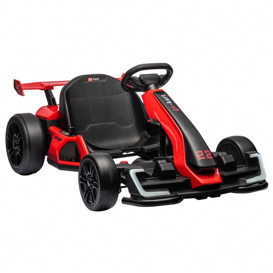 Kart Eléctrico para Niños 24V 300W, con Motor Potente, Modo Derrape/Deporte, Batería de Gran Capacidad, Neumáticos EVA, Ajuste de Longitud, Juguete de Carreras para Exteriores - Rojo - Ver 1