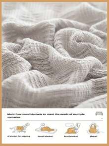 1 件 100% 纯棉针织毯 - 轻盈透气格子设计 | 四季皆宜 | 可机洗 | 夏季及夜间出汗时的理想之选 | 现代柔软质感毯子，现代家居装饰，简约易打理面料 - 太空灰 - 查看 4