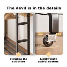 SAEIV Clothes Rack, Wardrobe Rack With Wheels, Heavy-Duty Clothes Rail On Wheels, 2 Clothes Rails And 2 Shelves, For Bedroom, Hallway, Sturdy Metal, Black - Black Clothes Rack - View 7