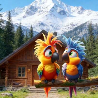 2D Charming Couple Bird Garden Stake - Acrylic Outdoor Decor, Ideal For Christmas And Holiday Displays