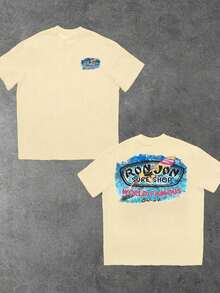 Super Value Hot  T-Shirt Surf Shop Design Men Round Neck T-Shirt 1 Piece 100% Cotton Double-Sided Digital Printing 220g Heavyweight T-Shirt Suitable As A Gift For Fans CX0088 - 杏色 - 查看 1