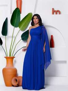 Classic And Modern Party Dress, Elegant Dress, Sophisticated And Casual Party Dress - 寶藍色 - 查看 2
