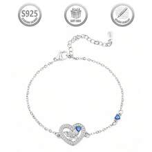 1pc Elegant & Delicate 925 Silver Butterfly & Heart Cubic Zirconia Inlaid Women Bracelet, Suitable For Daily, Party, Holiday, Date, Gift - Silver - View 10