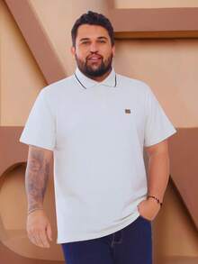 High-Quality 100% Cotton Polo Shirt, Basic Men's T-Shirt, Plus Size Model, All Year Round, Polo Shirt, Plus Size. - trắng - Xem 1