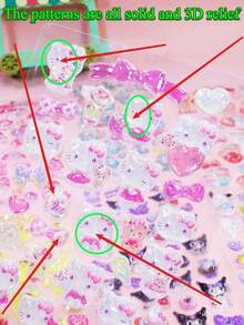 Cute, Fresh, Sweet, Natural Cinnamon Dog Cartoon Pink & Red Family New 3D Crystal Phone Case Sticker, Cartoon Micro-Landscape Sticker, Hand-Painted Sticker, No Cutting Required, School Supplies Back To School Season - Multicolor - View 11