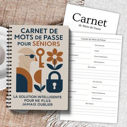 Cuaderno organizador de contraseñas - Área de escritura conveniente para administrar cuentas e información segura, con espiral, tamaño compacto, regalo ideal para adultos, personas mayores, padres, oficina en el hogar y uso diario