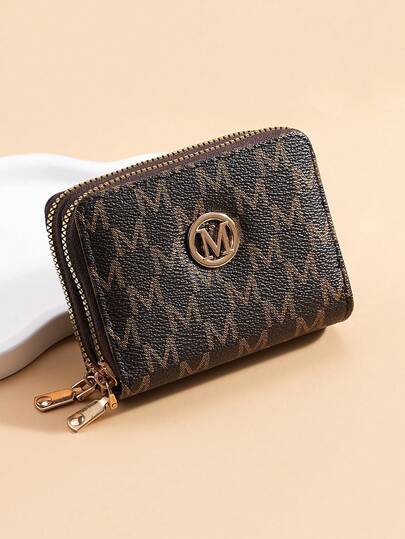 1pc Unisex Double-Layer Zipper Card Holder Wallet, Suitable For Daily Shopping, School, Couples Gift, Ladies, Girls, Women, School Supplies, Dorm, Back To School