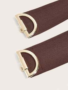 1条女士弹力腰带，优雅简约金属字母D扣，适合搭配连衣裙、毛衣、衬衫、外套，也可作为派对、节日礼物或生日礼物。 - 咖啡 - 查看 2