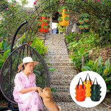 3 Gallon Hanging Strawberry Planter Strawberry Upside Down Planter Plastic Strawberry Grow Bags With Handles Foldable Planting Container For Tomato Herb Vegetables Flower Gardening - Multicolor - View 4