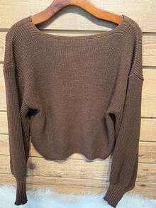 Button Casual Simple Mirror Cardigan Fashion - 咖啡棕 - 查看 2