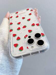 1个时尚创意全屏草莓花朵字母图案手机壳，适合作为节日礼物，兼容三星、苹果XS/XS Max/XR/11/12/13/14/14 Plus/15/15 Plus/16/16 Plus/7/8 Plus/17/17 Pro等型号 - 彩色 - 查看 4