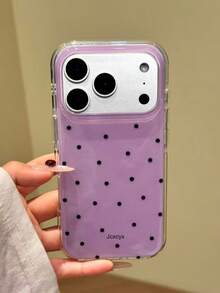 Ốp lưng điện thoại chấm bi đen trắng đơn giản và dễ thương, tương thích với iPhone 17 Pro Max, 16, 15, 14 Plus, 13, 12, 11, 14, 15, 16 Pro Max, bảo vệ mặt sau. - Màu tím - Xem 5