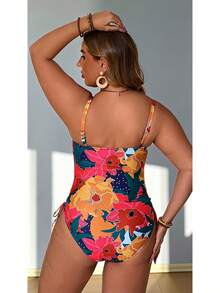 New European And American Style Plus Size Women's Conservative Strap Sexy One-Piece Swimsuit Bikini - hoa rum - Xem 6