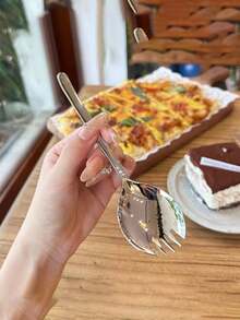 5pcs Stainless Steel Watermelon Spoon & Fork 2-In-1 Thickened Salad Spoon - Silver - View 1