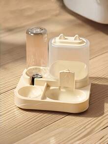 1个二合一大容量自动猫咪喂食器兼饮水器 - 干湿分离，耐用塑料材质，透明设计，适合室内宠物补水和健康喂养，无需电池 - 出行无忧，猫狗通用 - 查看 6