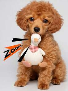 1pc Duck Shaped Squeaky Chew Toy, Durable Teething Toy, Cute Yellow Bow Tie Duck Toy, Yellow & Orange Plaid Bow Toy, Interactive Chewing Toy, Interactive Squeaky Pet Toy, Dental Cleaning Chew Toy, Suitable For Small/Medium/Large Dogs, Provides Mental Stimulation & Entertainment, Helps With Teething, Satisfies Curiosity, Offers Companionship & Fun, Helps Relieve Pet Anxiety & Stress - Multicolor - View 4