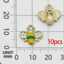 10/20pcs Enamel Bees Charms Crystal Rhinestones Honeybee Pendants Cute Animal Dangle Charms For Necklace Bracelet Jewelry Making - bee - View 12
