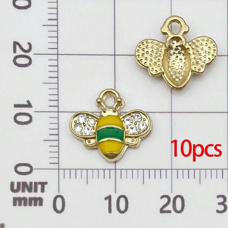 10/20pcs Enamel Bees Charms Crystal Rhinestones Honeybee Pendants Cute Animal Dangle Charms For Necklace Bracelet Jewelry Making - bee - View 12