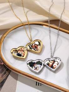 Dây chuyền hình trái tim cá nhân hóa, dây chuyền khắc tên kèm ảnh, món quà tối giản dành cho mẹ, con gái, các cặp đôi, ngày Valentine, sinh nhật, đám cưới, phù dâu, trang sức. - Nhiều màu-Phong cách 1 - Xem 8