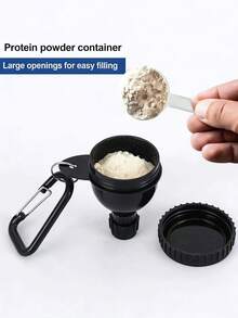 1 st proteinpulverbehållare att ta med, proteinpulverbehållare med tratt, fitnesspulverlåda minipulverlåda, minitratt med nyckelring och nyckelring, vattenflasktratt minitratt, utrustad med nyckelring och nyckelring, vattenflasktratt, med nyckelring och nyckelring för gym - Multifärgad - Visa 2