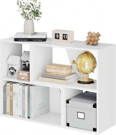 6 Cube Storage Organizer, Wooden Storage Shelves Bookcase With Back Panels, Stackable Display Bookshelf For Living Room, Bedroom, Study, Hallway, Rustic Brown Or White