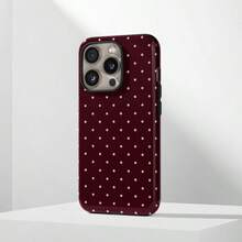 Red Base Pink Polka Dot Phone Case, Cute Y2K Style. Compatible With IPhone 17, 16, 15, 14, 13, 12, 11 Pro Max Plus Models - Red Base With Pink Dots - View 2